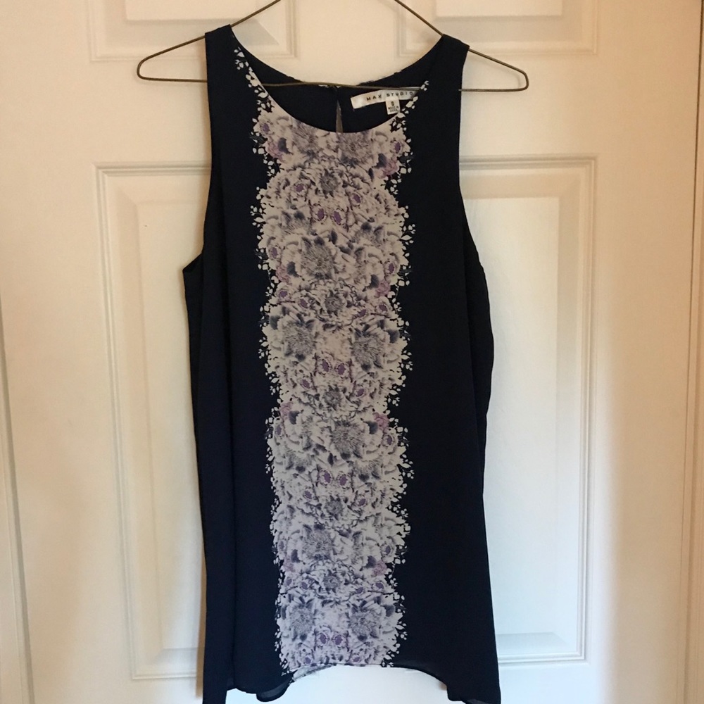 Like New Max Studio High Neck Floral Blouse
